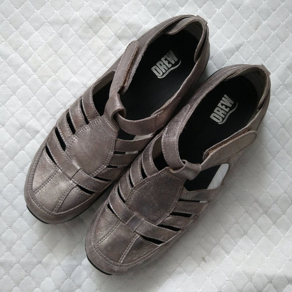 Drew Womens Sandals Ginger Silver Leather 11N Dusty Pewter Fisherman Rubber Sole